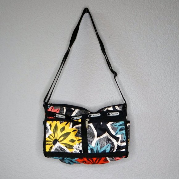 Lesportsac Bags Lesportsac Deluxe Everyday Crossbody Bag Floral Print Black Yellow Teal